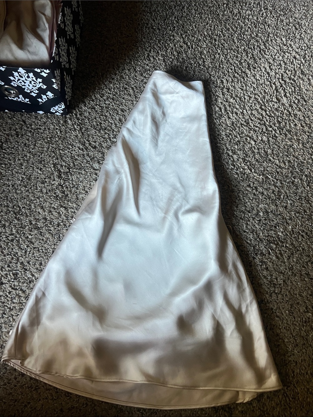 Aqua Pale Ivory Bias Satin Slip Skirt